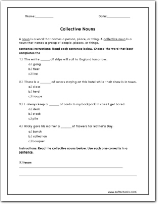 collective nouns worksheet