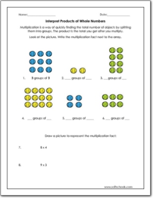 interpret products of whole numbers worksheet