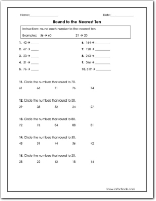 Round to the Nearest Ten Worksheet