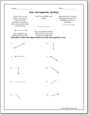 Lines, Line Segments, and Rays Worksheet