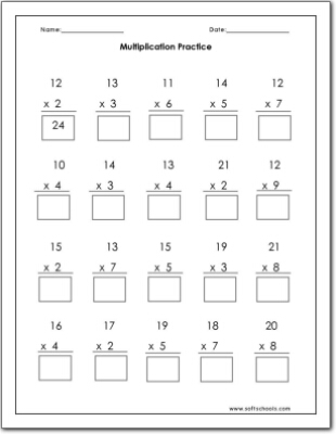 multiplication practice worksheet