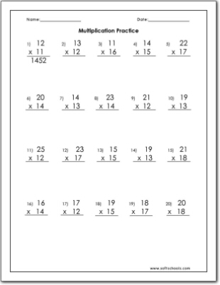 multiplication practice worksheet