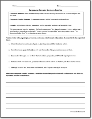 Compound-Complex Sentence Practice Worksheet