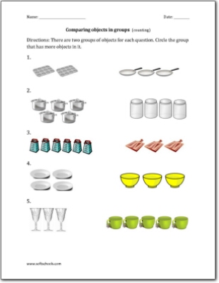 Comparing objects in groups (counting) Worksheet