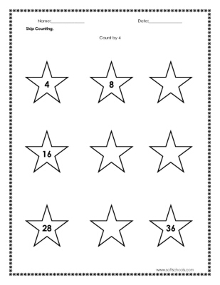 Skip Counting Count by 4 Worksheet