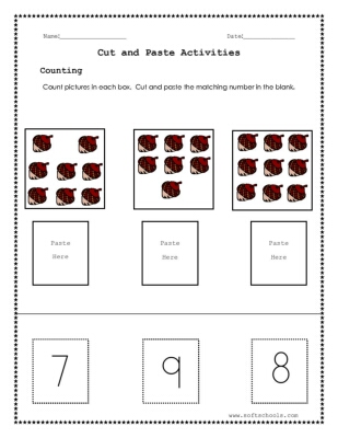 cut and paste worksheets for number 7 8 and 9 worksheet