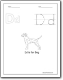 Letter D Worksheets : Alphabet D sound handwriting worksheets for ...