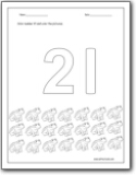 Coloring Number 21 Number 21 Worksheets Number 21 worksheets for preschool