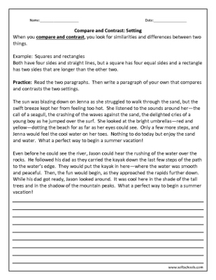 Compare and Contrast: Setting Worksheet
