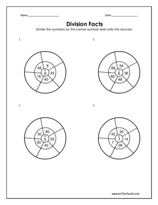 division facts 5 6 7 and 8 worksheet