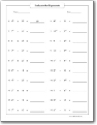 Addition and Subtraction Exponents Worksheets