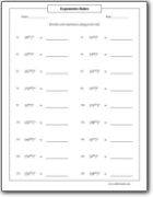 Exponents Power Rule Worksheets