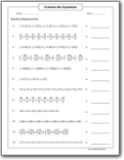 Expressions Using Exponents Worksheets