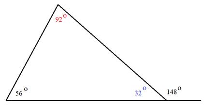 An isosceles triangle is given with two angles that measure 55 degrees. 