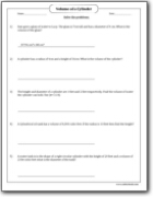 Volume Of A Cylinder Worksheets