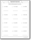 Evaluate Trigonometric Expressions Worksheets